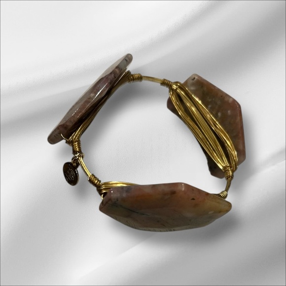 Bourbon and Boweties stone and wire wrapped bracelet. - Picture 3 of 5